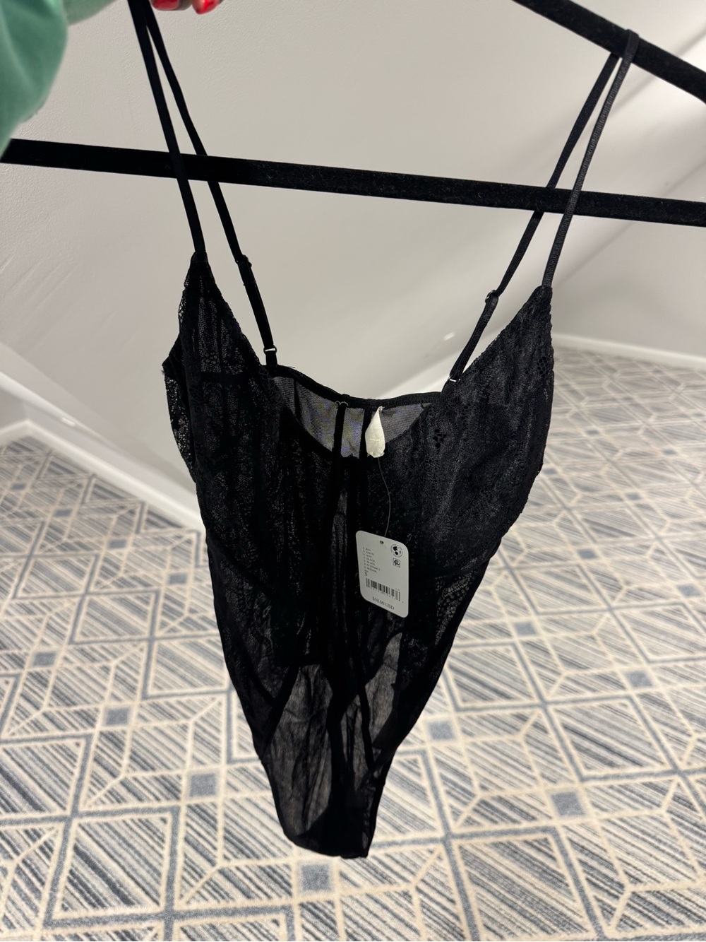 Free People Black Lace Trim Women’s Bodysuit